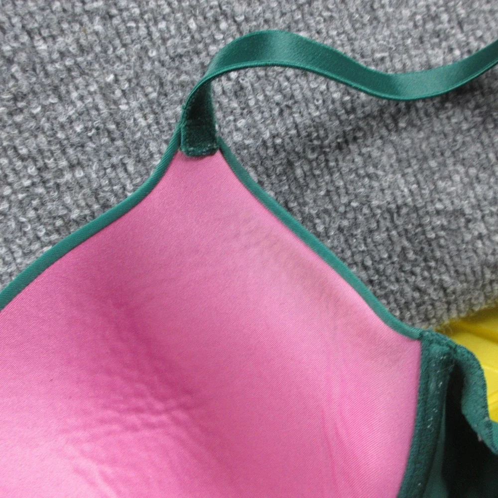PINK Wear Everywhere Bra Womens 34D Green Lightly Lined Underwire T Shirt